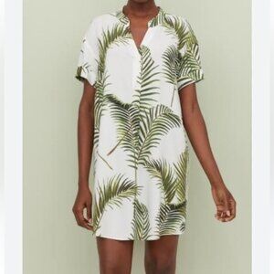 H&M Palm Leaf Print Shirt Dress Size 2